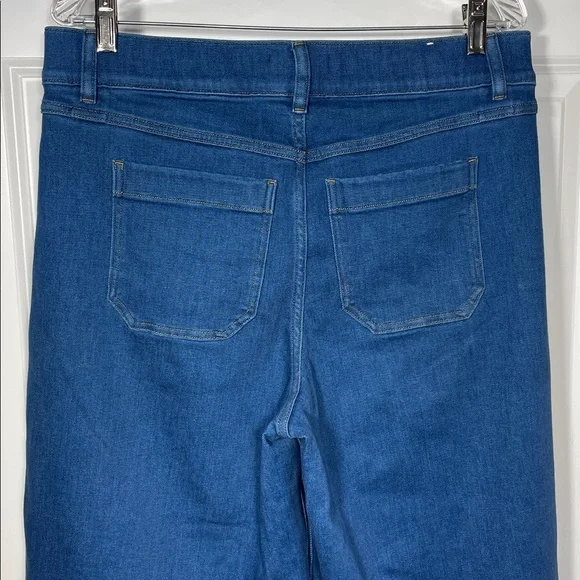 SPANX Shape Cropped Jeans Size XL Wide Leg Washed Blue Pull Up